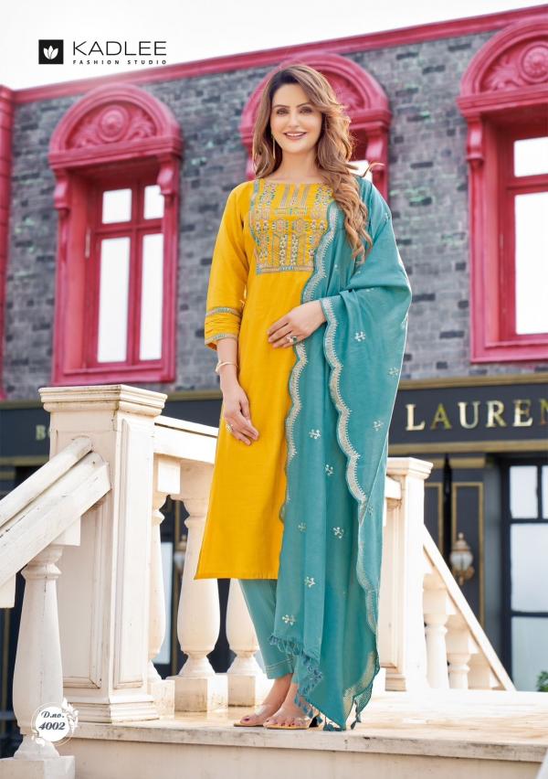 Kadlee Mannat Fancy Viscose Kurti With Bottom Dupatta Collection